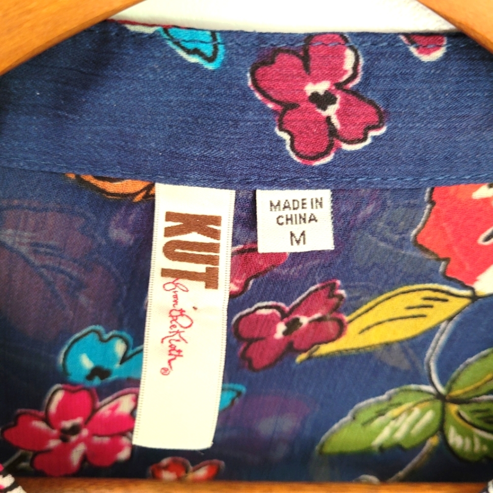 KUT From Kloth |  Navy Sinclair Chiffon Floral Blouse - Picture 4 of 6